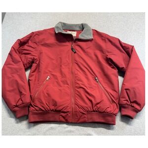 L.L.Bean Men's S Warm-Up Jacket Red Fleece Lined Thinsulate Nylon Bomber Outdoor